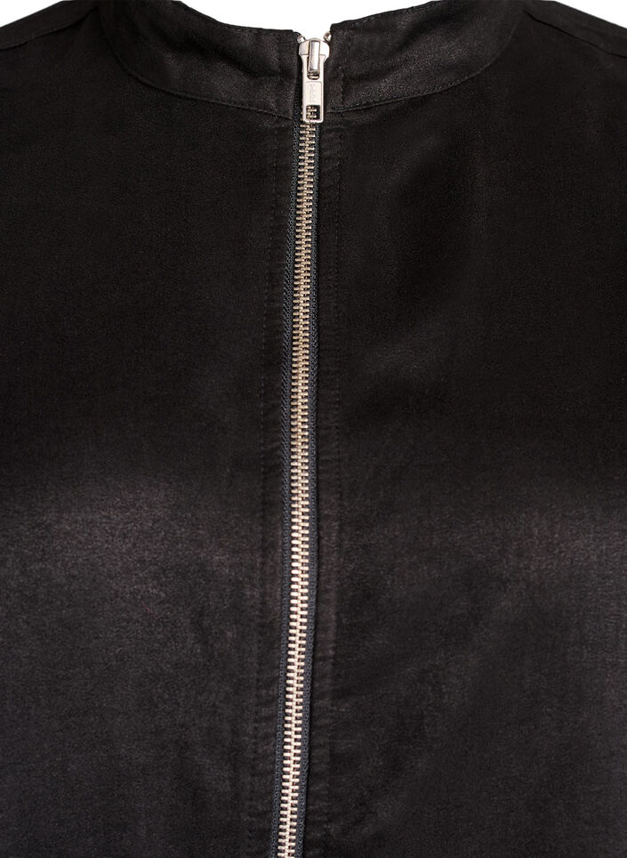 Pitkä paita tekonahasta vetoketjulla, Musta, Packshot image number 2