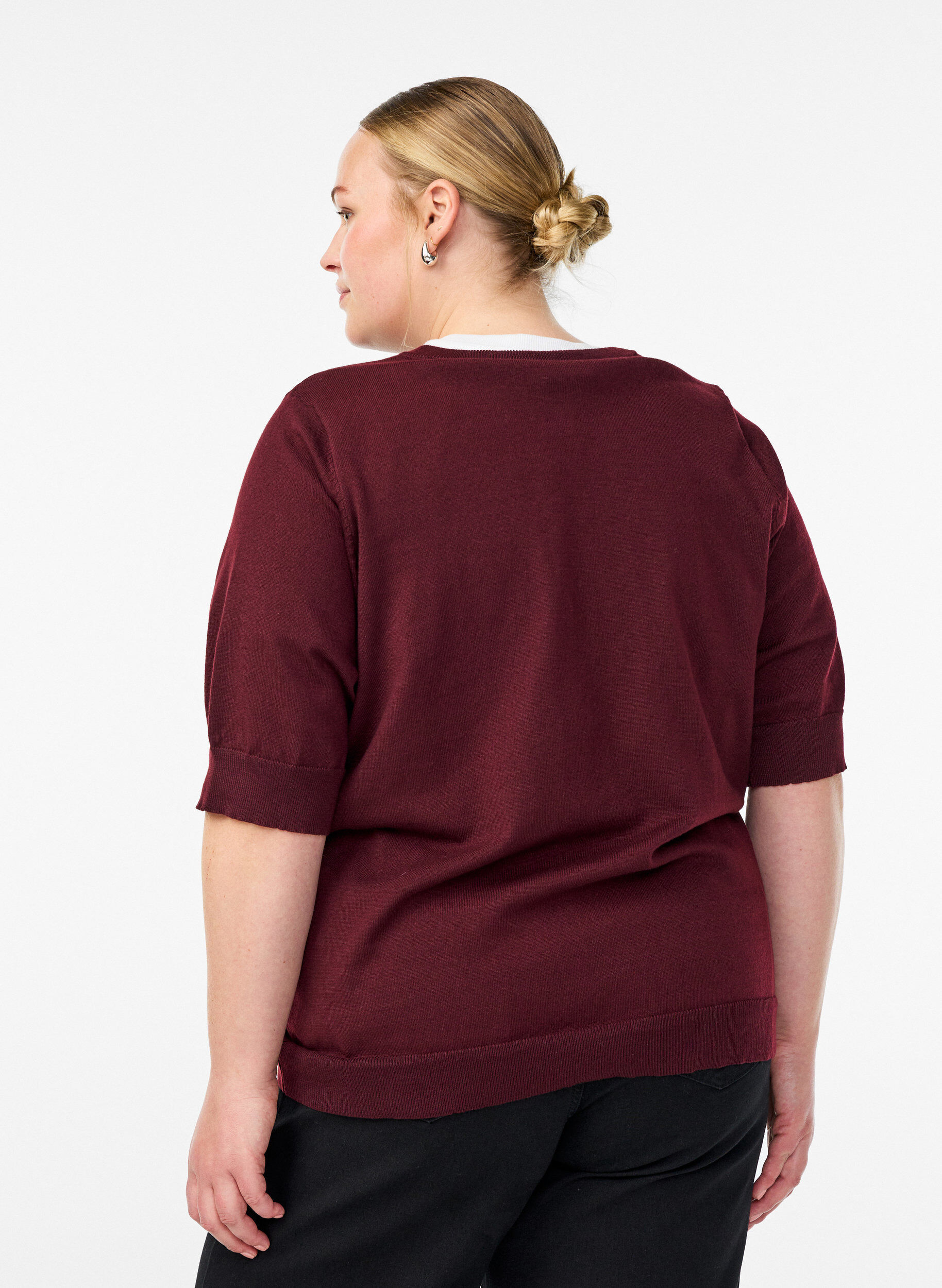 ZizziHienoneulepusero lyhyill&auml; hihoilla, Punainen, Model image number 2