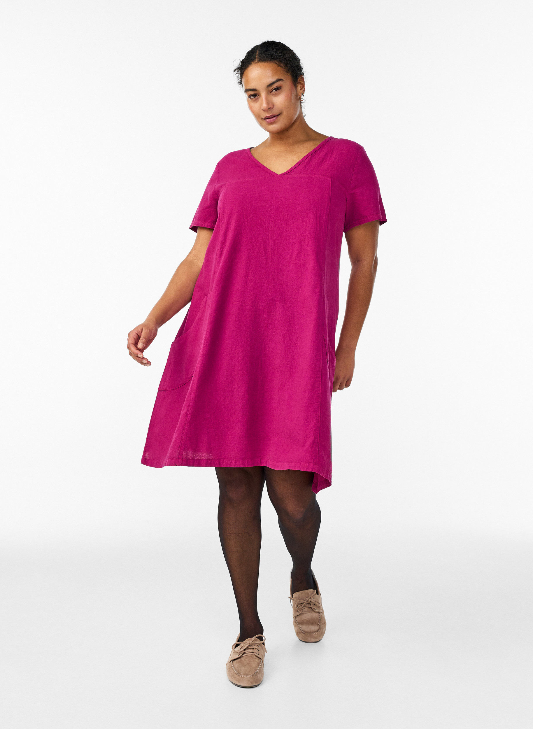 ZizziLyhythihainen puuvillamekko, Punainen, Model image number 1