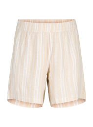 Raidalliset shortsit pellava-viskoosisekoitetta, Beige