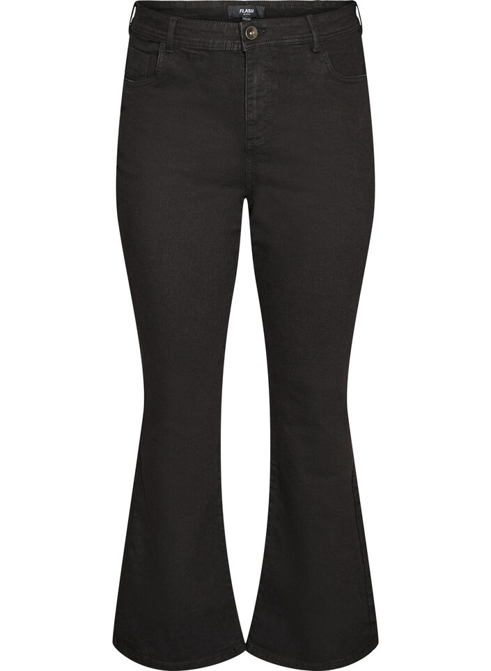 Korkeavy&ouml;t&auml;r&ouml;iset bootcut-farkut, Musta, Packshot image number 0