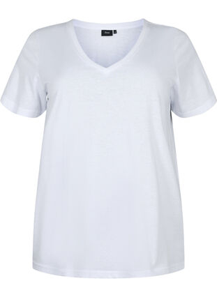 Lyhythihainen t-paita v-pääntiellä, Bright White, Packshot image number 0