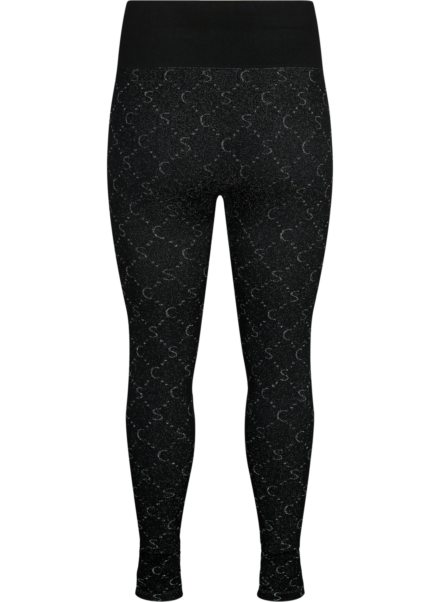 Zizzi Saumattomat leggingsit hopeanv&auml;risell&auml; kuviolla, Black, Packshot image number 1