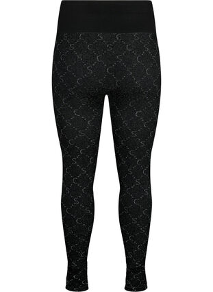 Saumattomat leggingsit hopeanvärisellä kuviolla, Black, Packshot image number 1