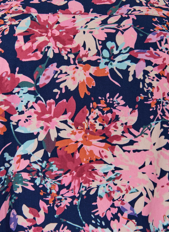 Lyhythihainen painokuvioitu puuvillamekko, Sininen, Packshot image number 2