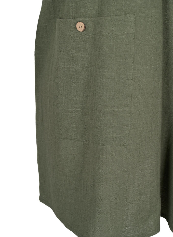 puuvillan ja pellavan sekoitteesta valmistettu tunika &frac34;-mittaisilla hihoilla, Thyme, Packshot image number 3