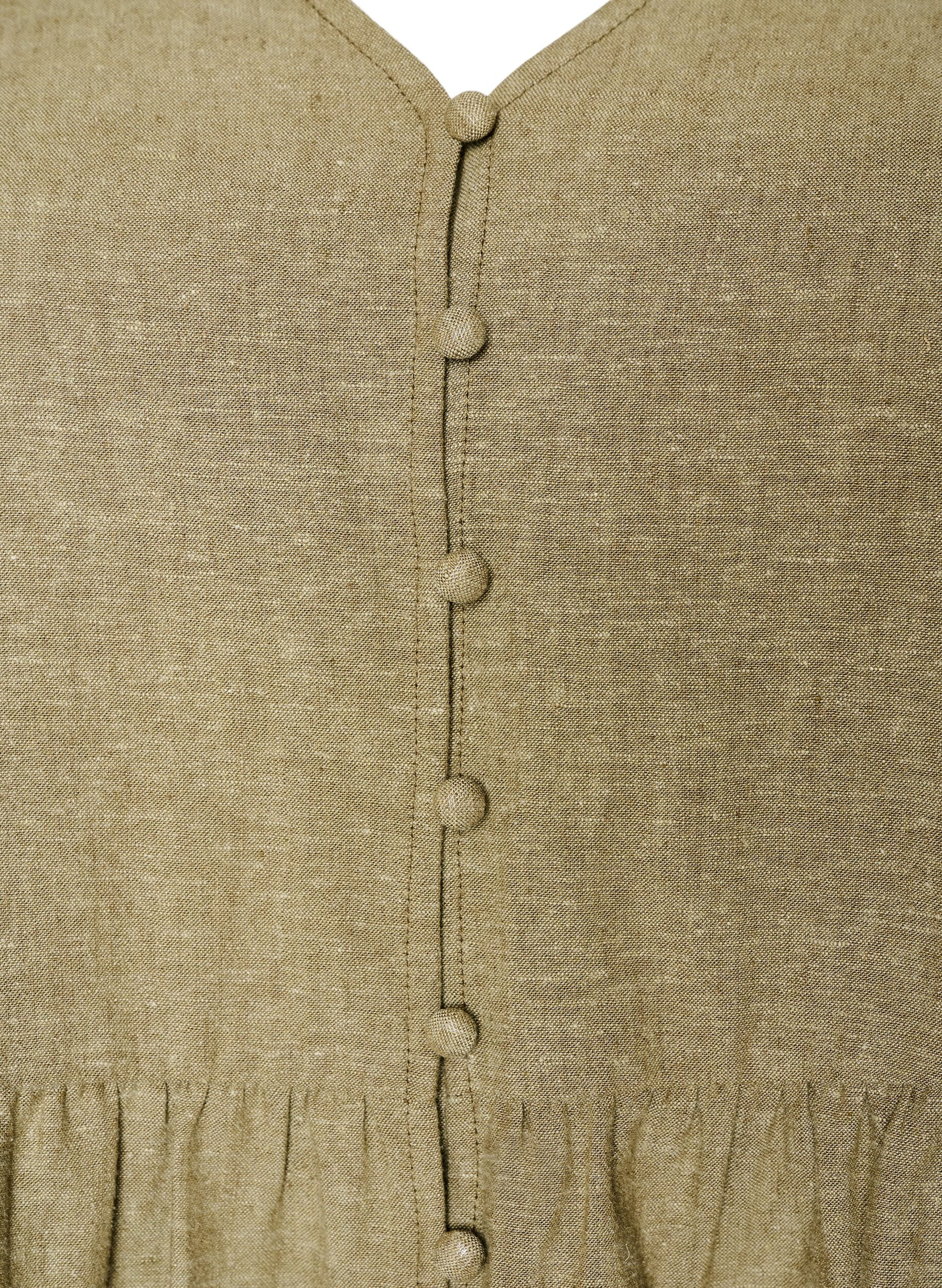 Zizzi Pellava-viskoosipusero V-p&auml;&auml;ntiell&auml; ja nappikiinnityksell&auml;, Vihre&auml;, Packshot image number 2