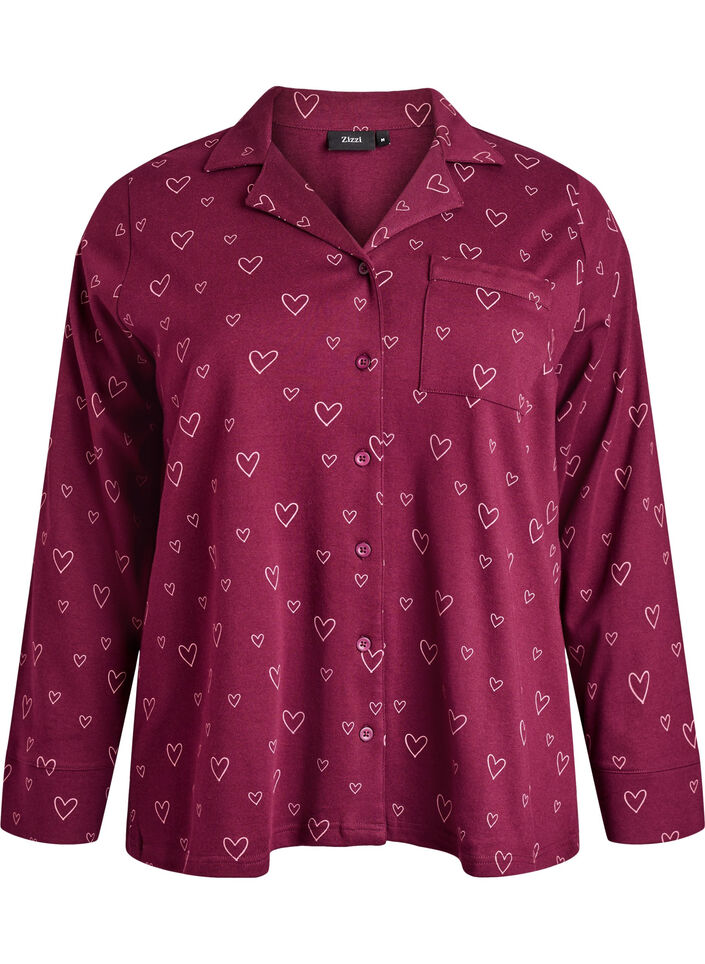 Puuvillainen pyjamapaita rintataskulla, Punainen, Packshot