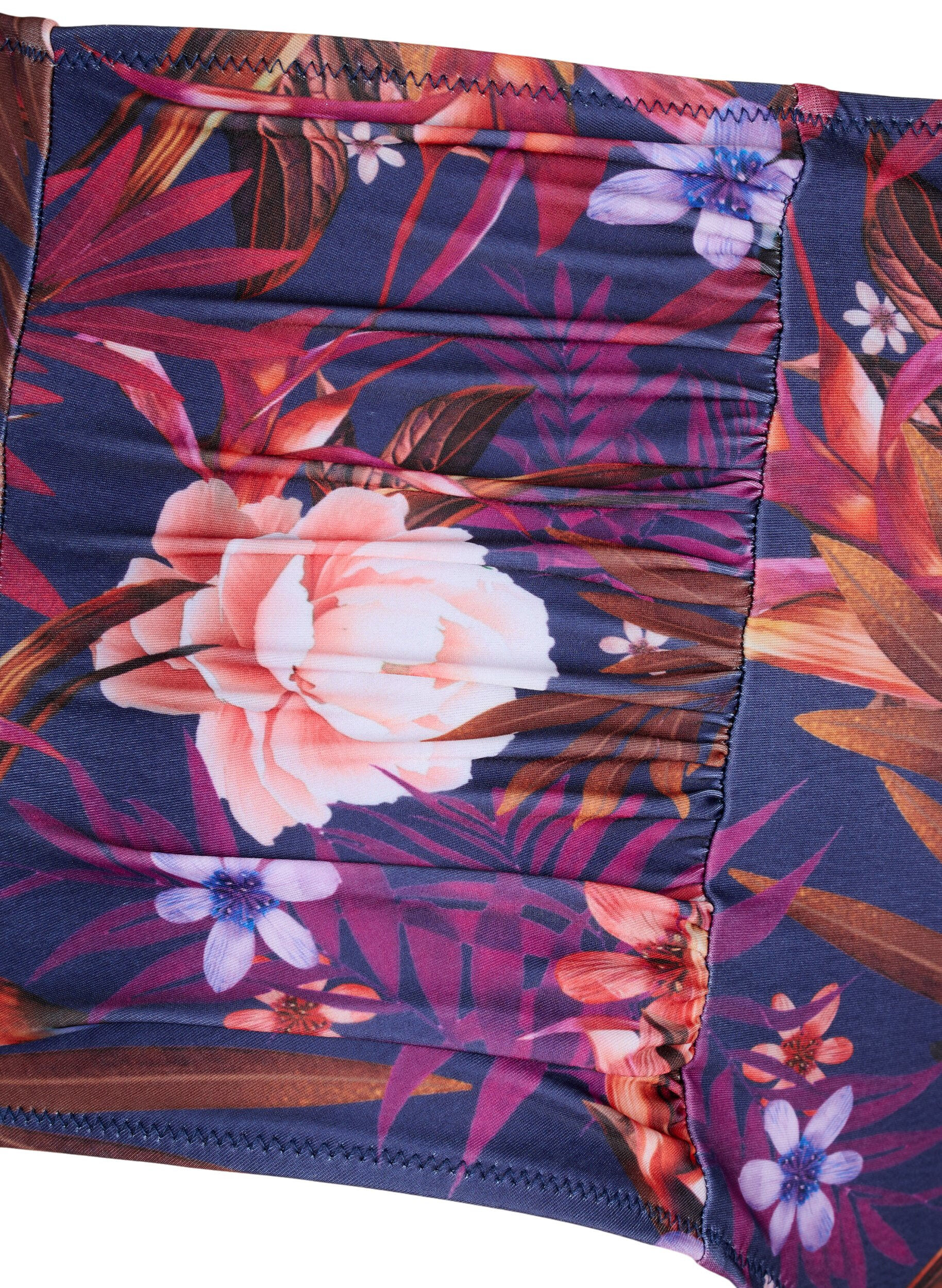Zizzi Raidallinen bikinialaosa korkealla vy&ouml;t&auml;r&ouml;ll&auml;, Violetti, Packshot image number 3