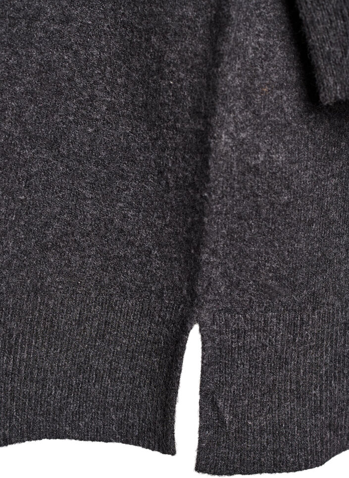 Lyhyt neulemekko pikeekauluksella ja napeilla, Harmaa, Packshot image number 3