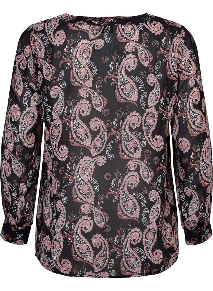 Paita v-pääntiellä ja kuosilla , Black/Beige Paisley, Packshot image number 1