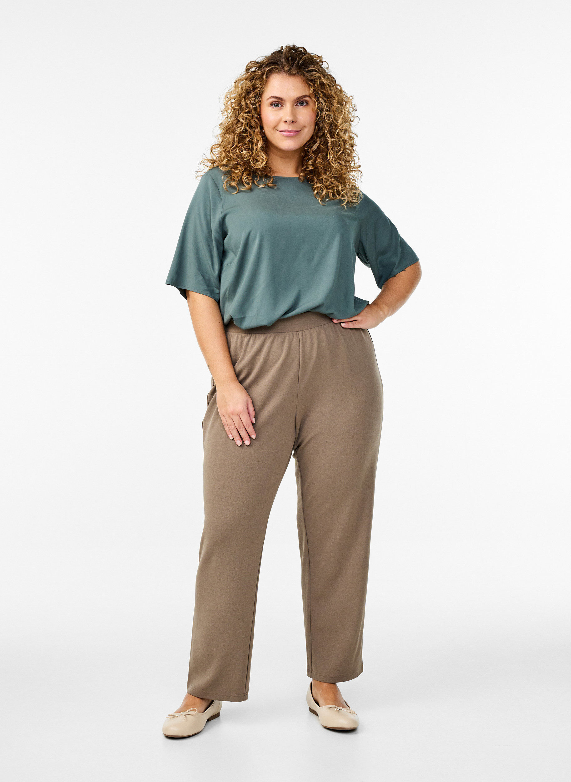 ZizziSuorat housut, Beige, Model image number 0