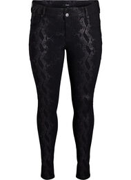Slim fit -housut käärmeprintillä, Musta