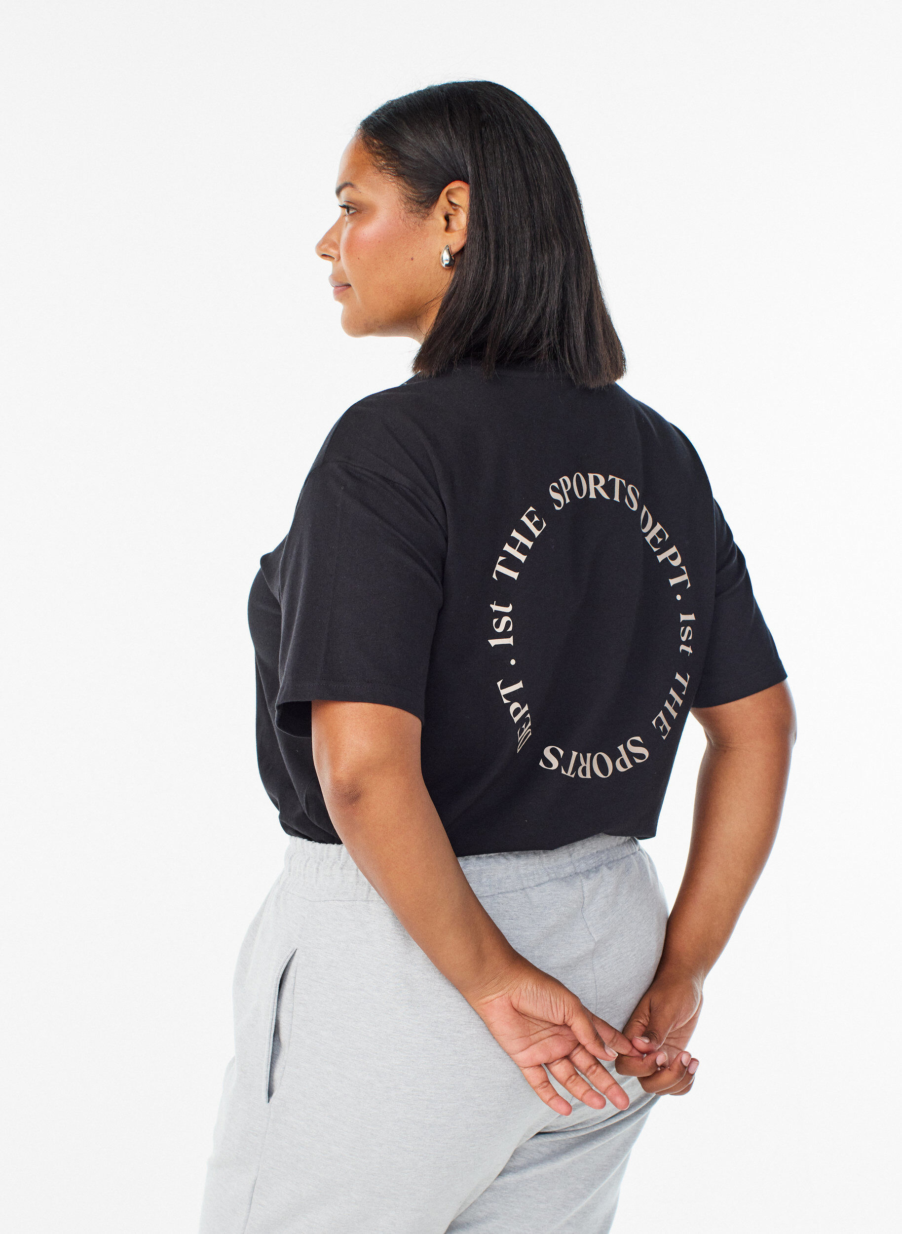 ZizziUrheilullinen t-paita luomupuuvillasta, Musta, Model image number 2