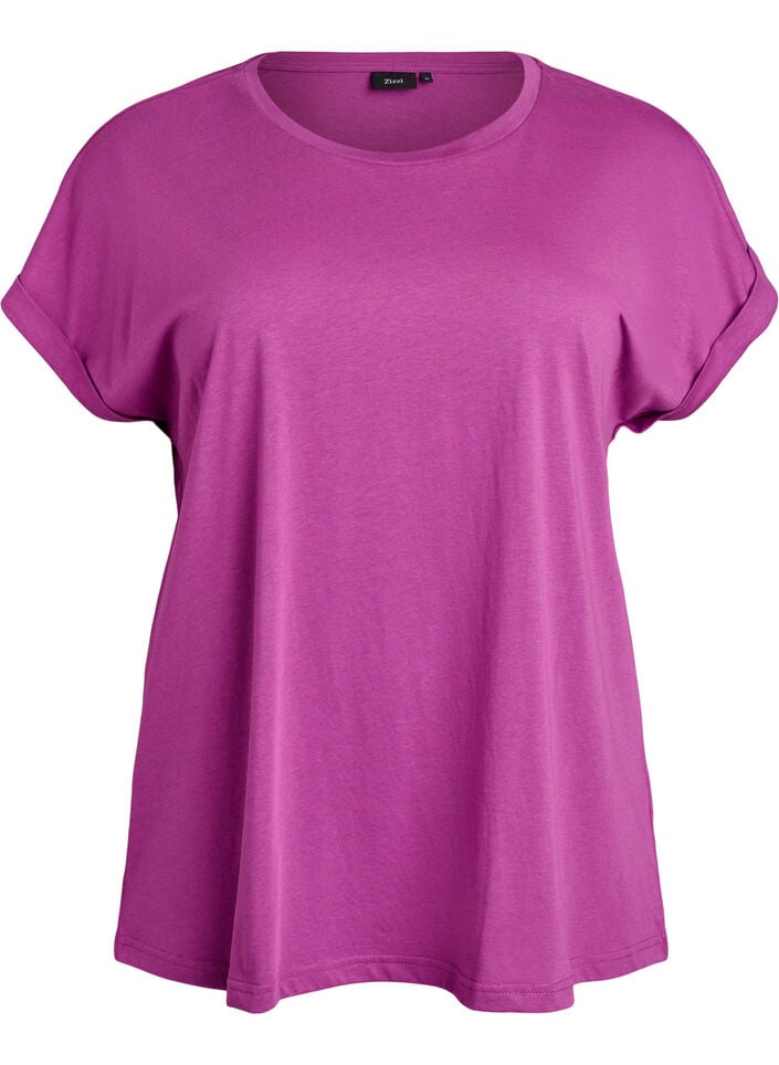 Lyhythihainen t-paita puuvillasekoitteessa, Violetti, Packshot image number 0