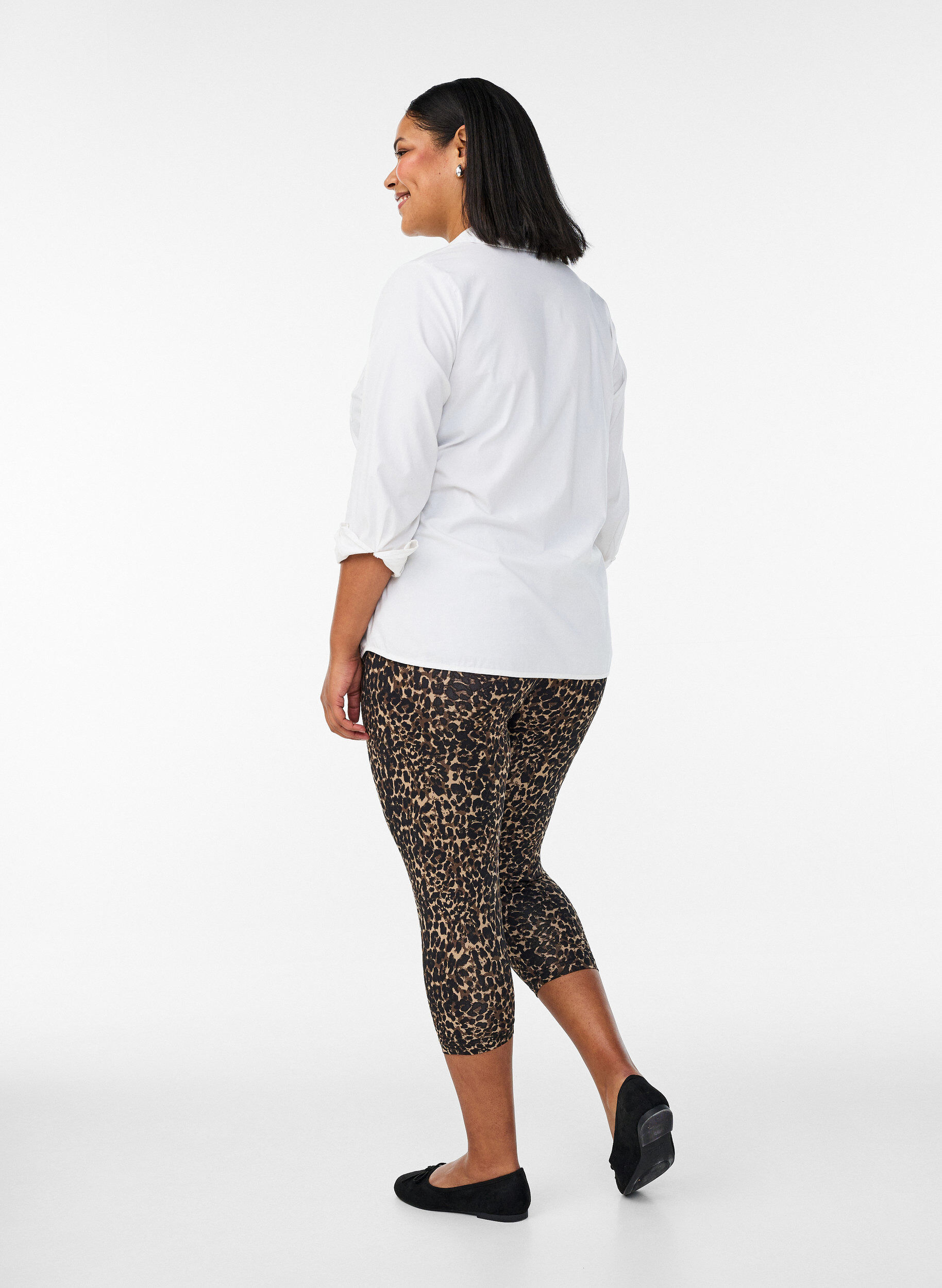 Zizzi 2-pack 3/4-pituiset leggingsit, Musta, Model image number 2