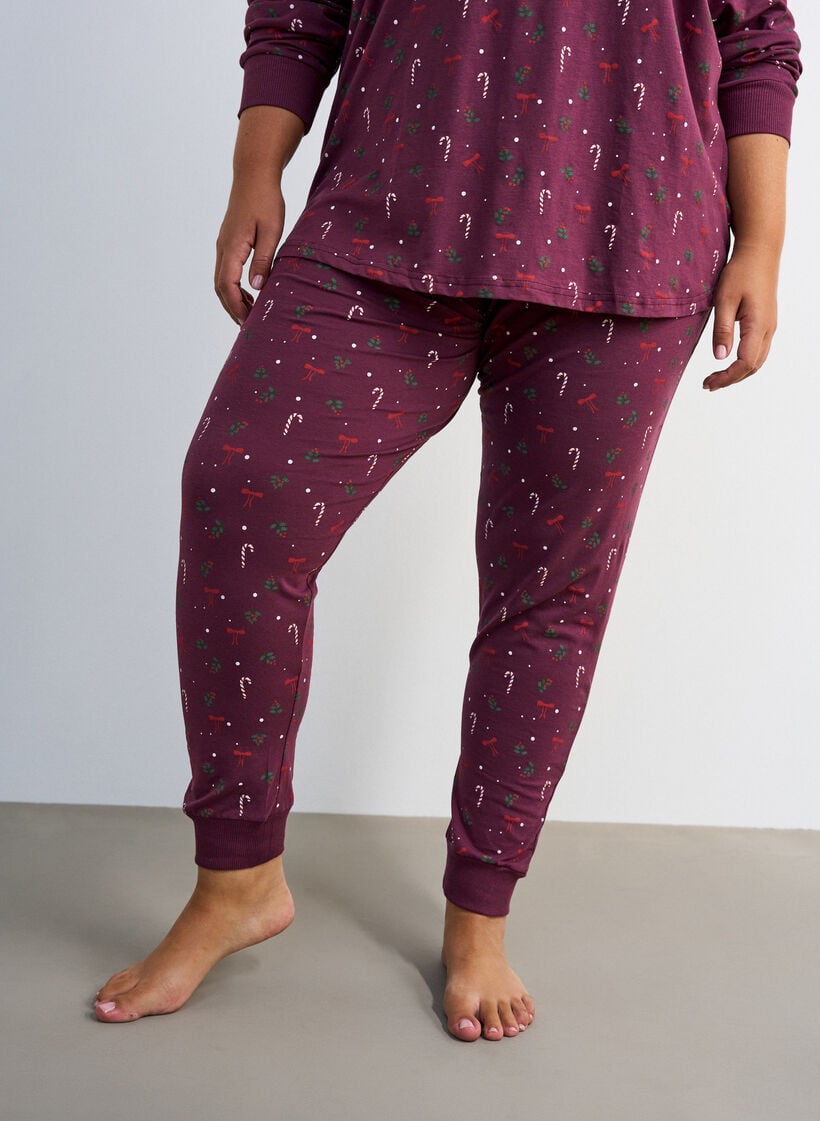 Painetut pyjamahousut, Tumma Bordeaux, Model image number 2