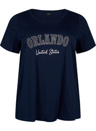 Puuvillainen T-paita tekstillä, Navy B. Orlando