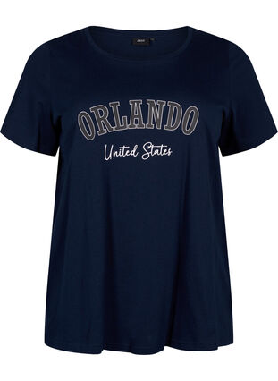Puuvillainen T-paita tekstillä, Navy B. Orlando, Packshot image number 0