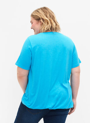 Meleerattu t-paita jostavalla helmalla, Blue Atoll Mél, Model image number 1