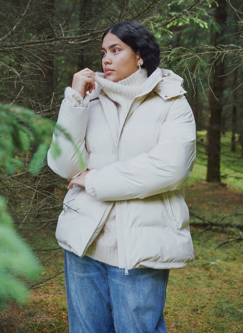 Lyhyt toppatakki irrotettavalla hupulla, Vanilja, Image image number 0