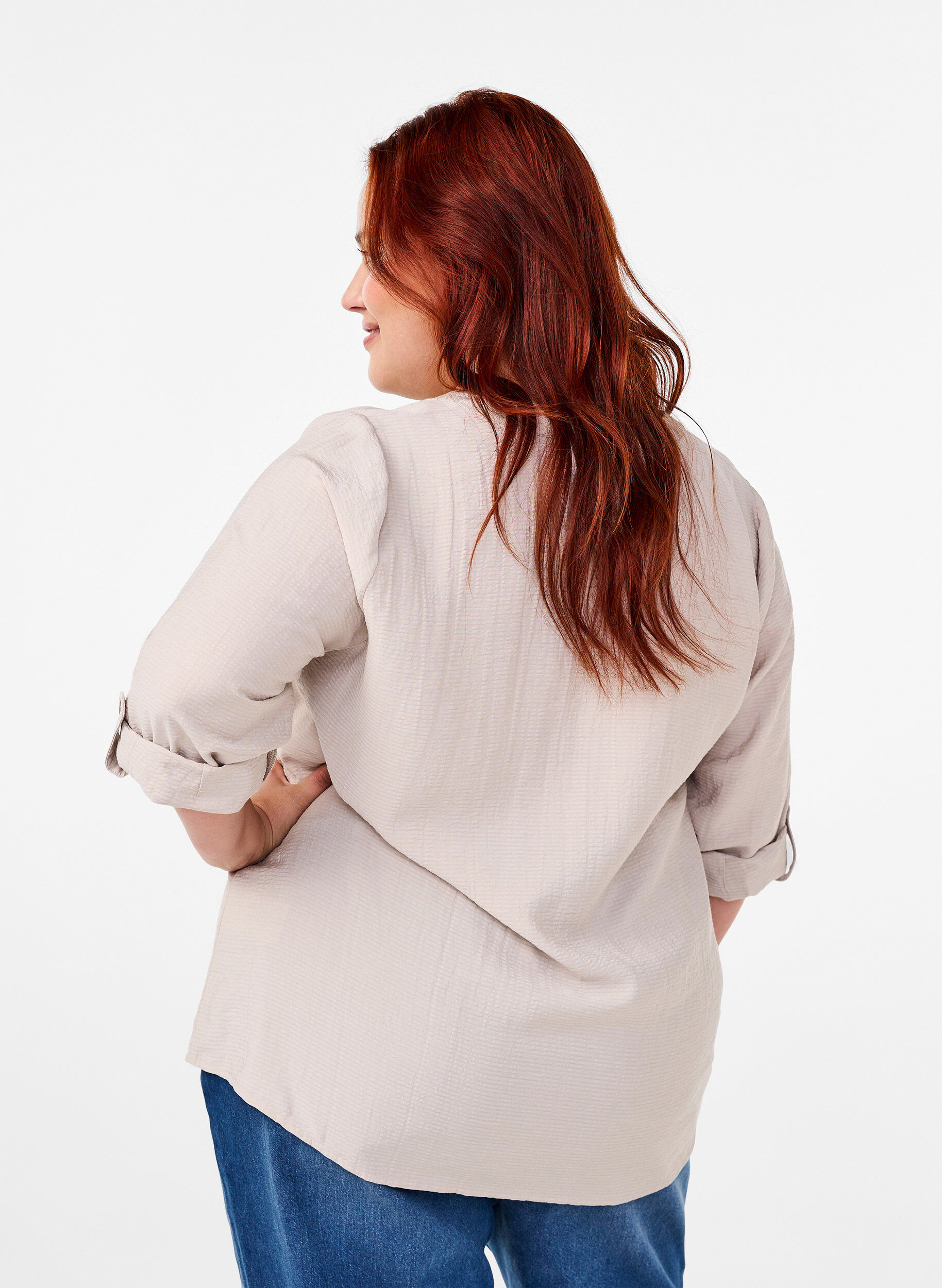 Zizzi Paitapusero viskoosia, &frac34;-mittaiset hihat, Chateau Gray, Model image number 1