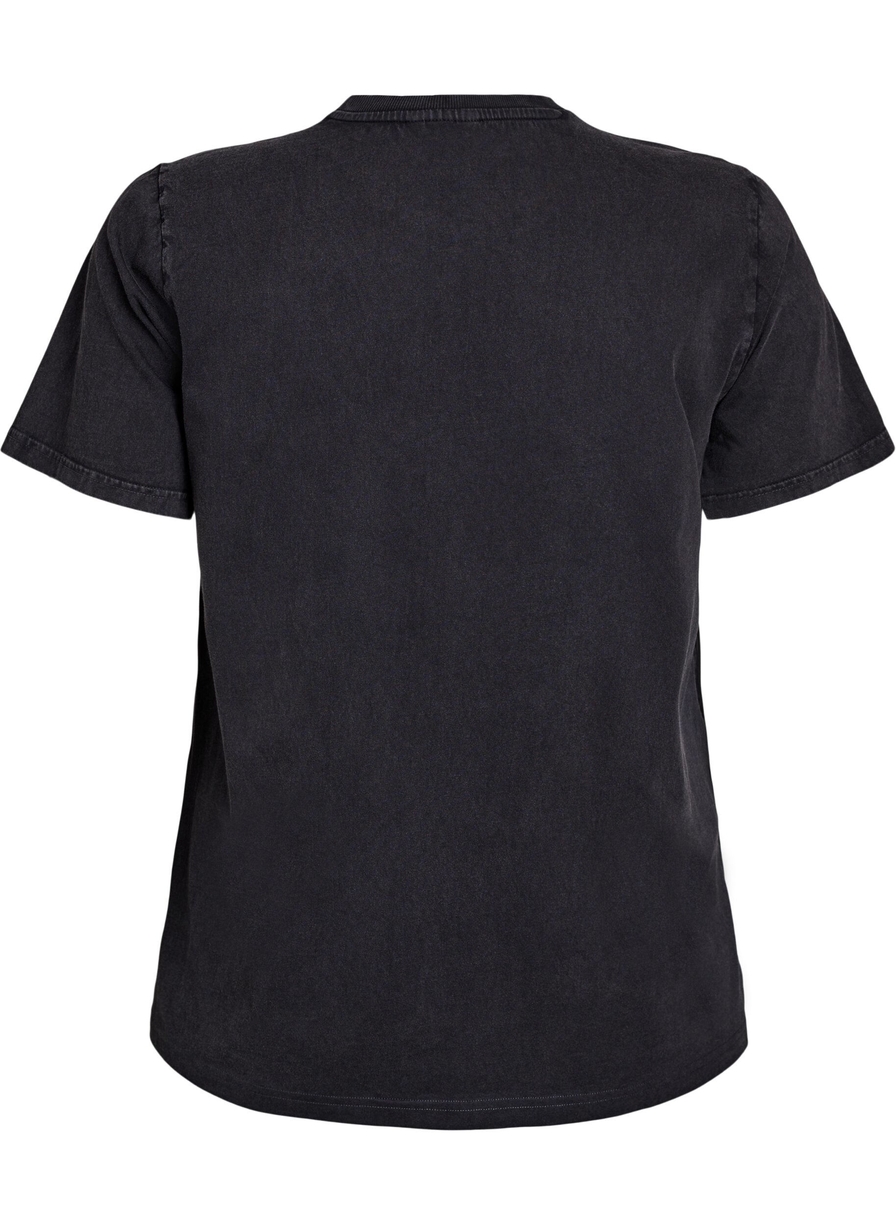 Zizzi T-paita orgaanisesta puuvillasta n&auml;ytt&auml;v&auml;ll&auml; printill&auml;, Harmaa, Packshot image number 1