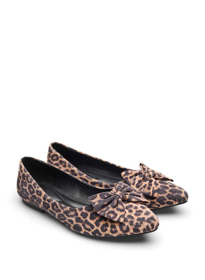 Leveälestiset - Ballerina-avokkaat rusetilla, Ruskea, Packshot image number 1