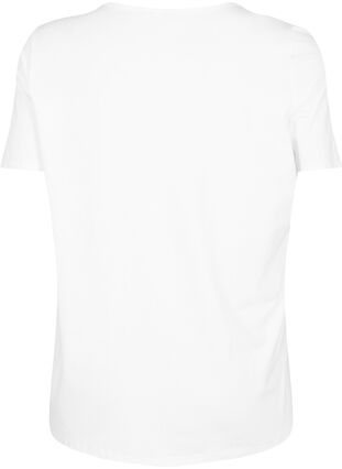 T-paita v-pääntiellä ja yksityiskohdalla, Warm Off-white, Packshot image number 1