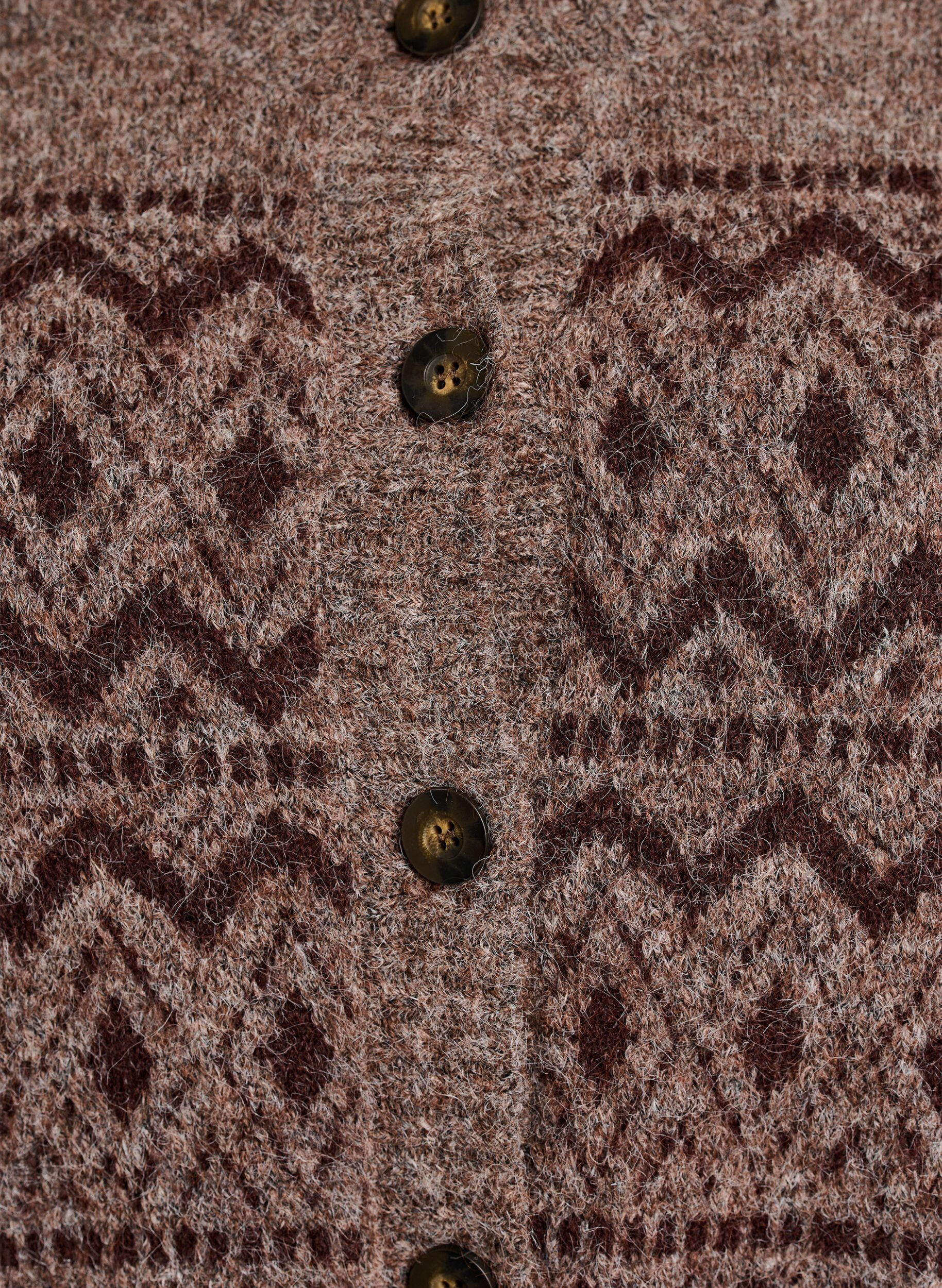 ZizziJacquard-kuviollinen neuletakki, Ruskea, Packshot image number 2