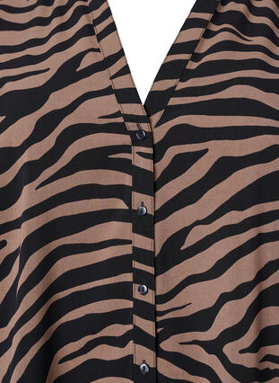 V-kaula-aukkoinen paita seeprakuvioinnilla, Black/Brown Zebra, Packshot image number 2