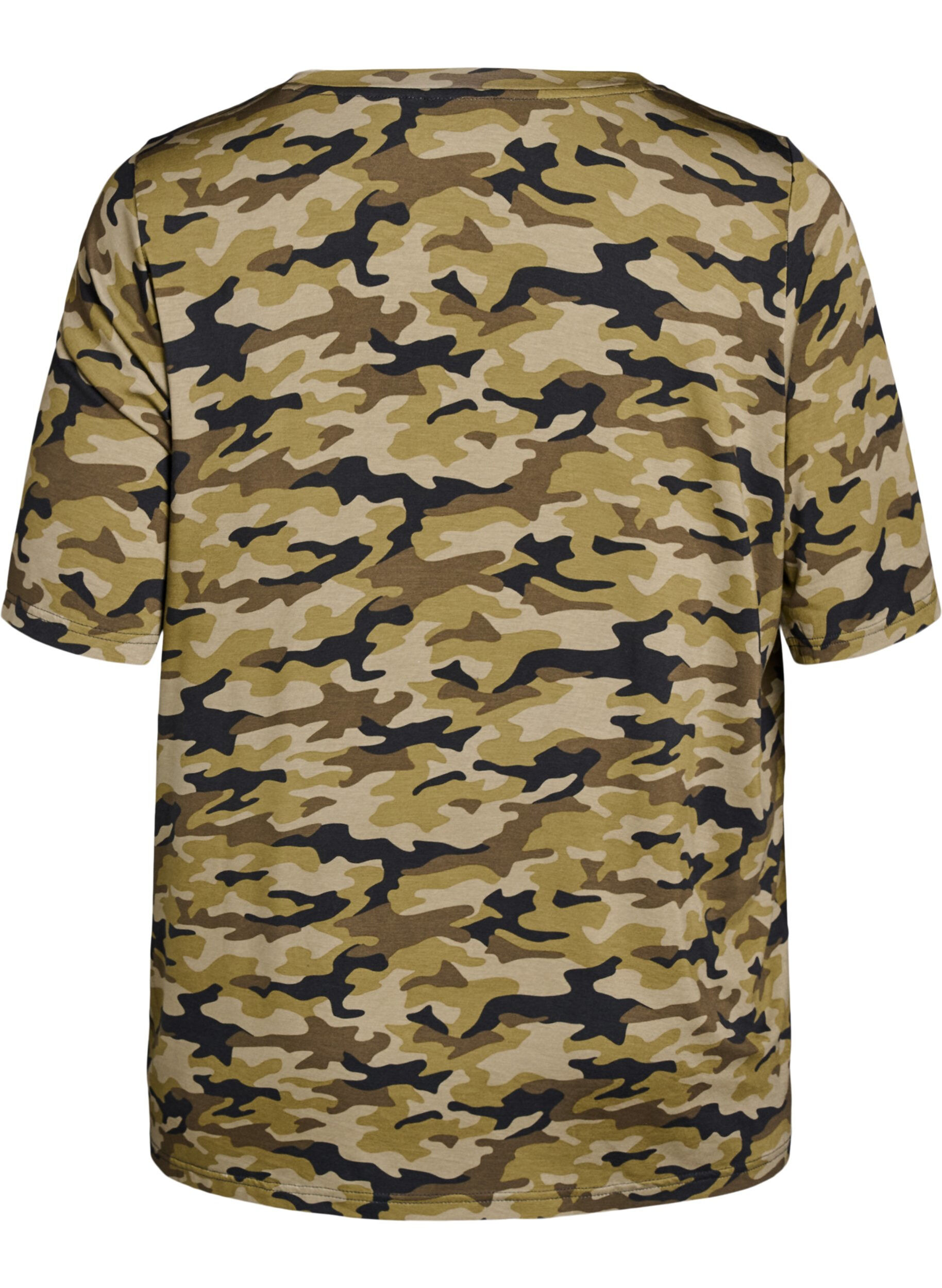 ZizziT-paita, jossa TENCEL&trade; Lyocell ja maastokuvio, Vihre&auml;, Packshot image number 1