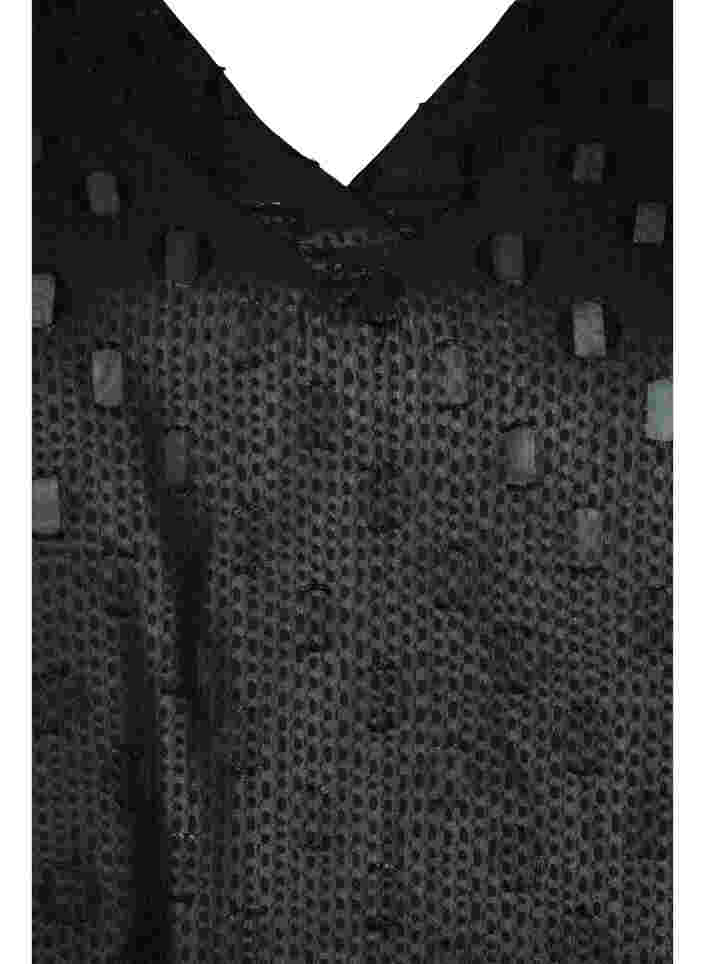 Pitkähihainen tunika tekstuurikuviolla ja v-pääntiellä, Black, Packshot image number 2