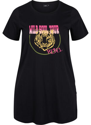 Pitkä puuvillainen t-paita lyhyillä hihoilla, Black Tiger, Packshot image number 0