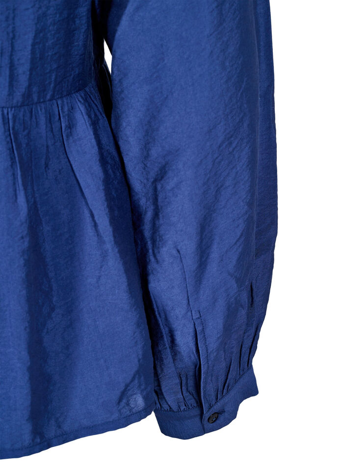 Röyhelöpusero, jossa rusetti ja pitkät hihat, Sininen, Packshot image number 3