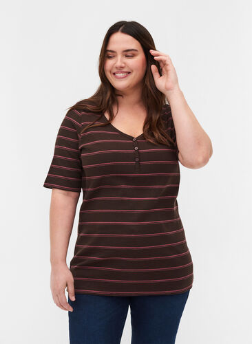 Raidallinen t-paita puuvillaa, Mole Stripe, Model image number 0