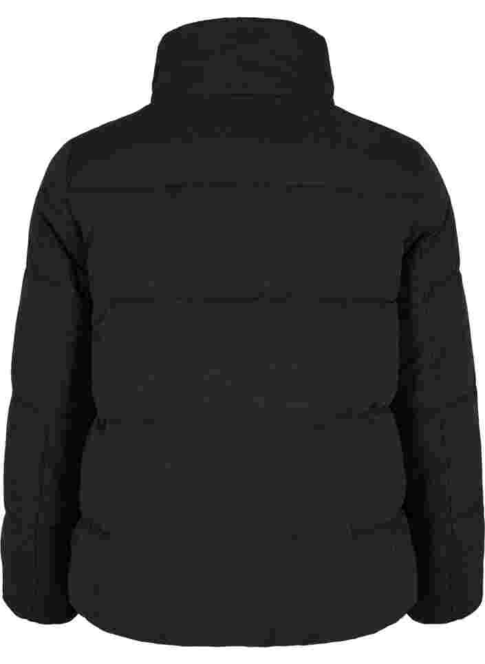 Lyhyt talvitakki vetoketjulla ja korkealla kauluksella, Black, Packshot image number 1