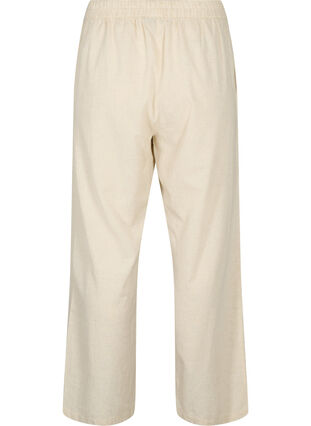 Korkeavyötäröiset housut puuvillasta ja pellavasta, Whitecap Gray, Packshot image number 1
