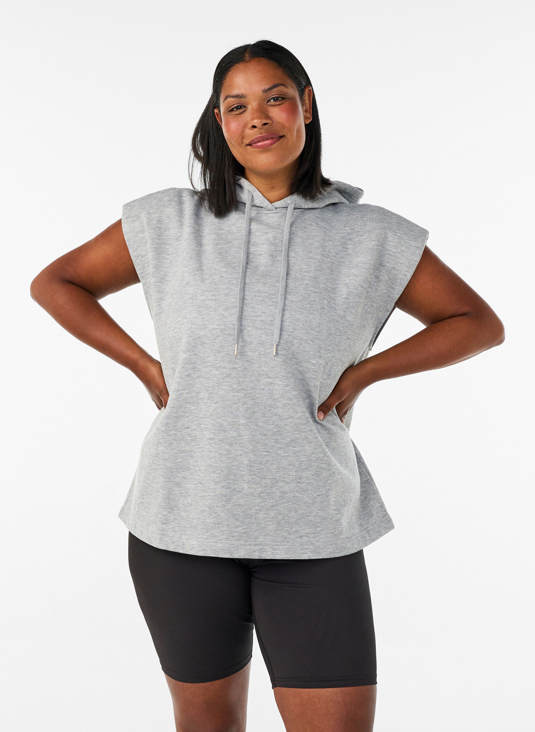 ZizziHupullinen swetaritakki olkatoppauksilla, Harmaa, Model image number 0