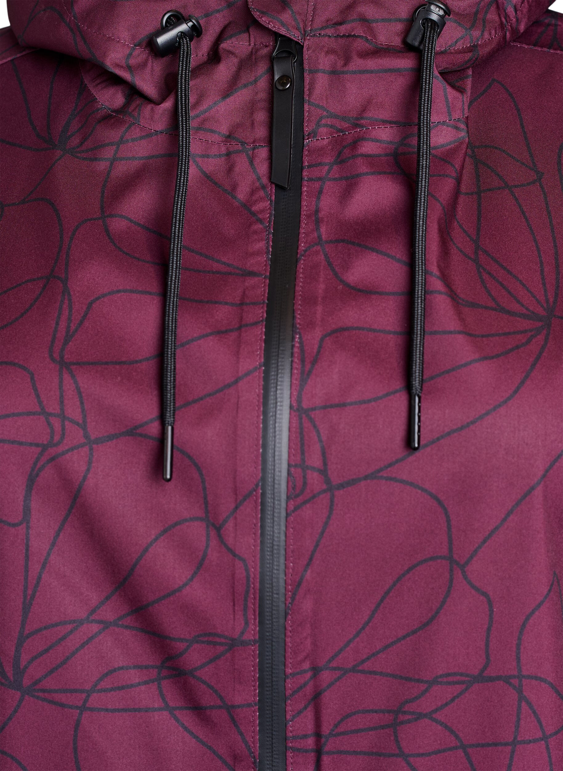 Zizzi Kuvioitu sadetakki, Tumma Bordeaux, Packshot image number 2