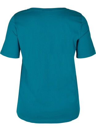 T-paita ekologisesta puuvillasta v-aukolla, Maroccan Blue, Packshot image number 1