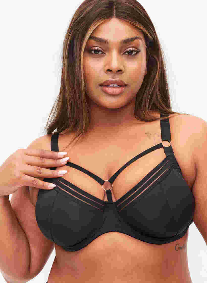 Kaarituelliset rintaliivit nauhayksityiskohdilla, Black, Model image number 2