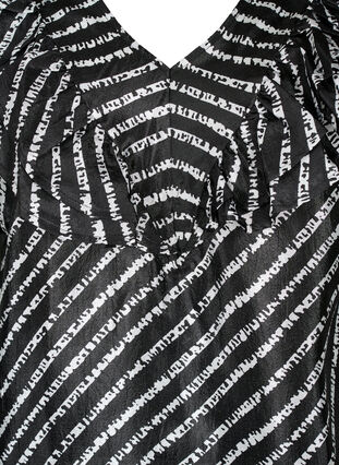 Raitainen tunika koristeellisilla röyhelöillä, Black/White Stripes, Packshot image number 2