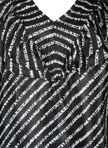 Raitainen tunikka koristeellisilla frillseillä, Black/White Stripes, Packshot image number 2