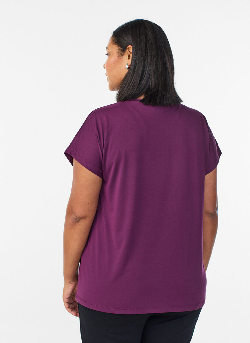 Yksiv&auml;rinen treeni-T-paita, Violetti, Model image number 2