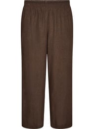 Leve&auml;lahkeiset pellava- ja viskoosihousut, Ruskea