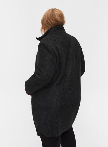 Vetoketjullinen takki villaa, Black, Model image number 1