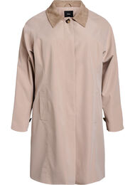 Kev&auml;ttakki tekonahkakauluksella ja piilonapitus, Beige