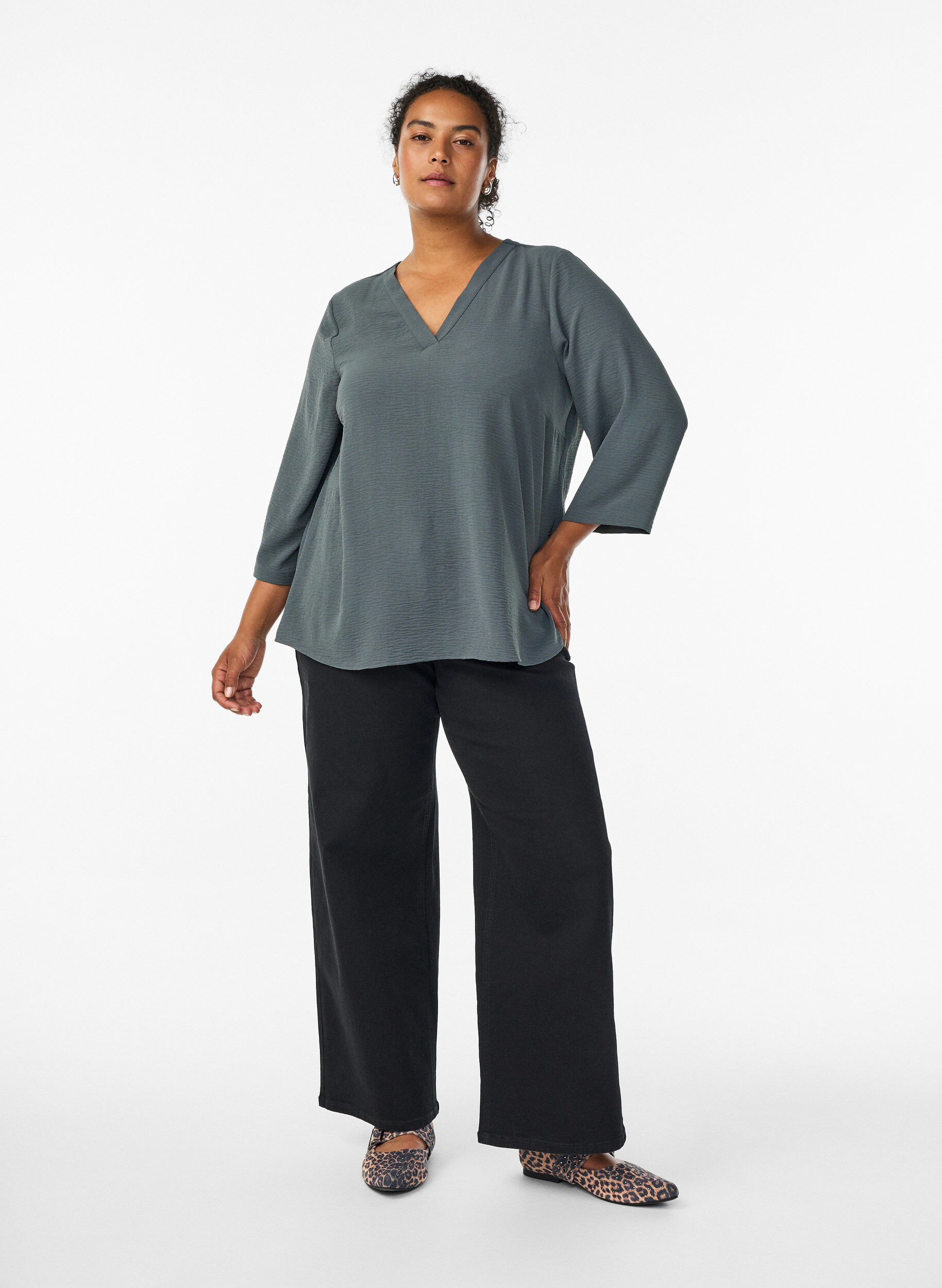 Zizzi3/4-hiha pusero, Vihre&auml;, Model image number 1