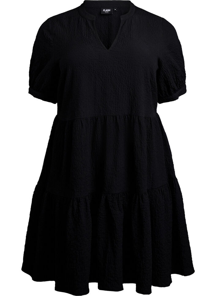 Lyhyt A-linjainen mekko, Musta, Packshot image number 0